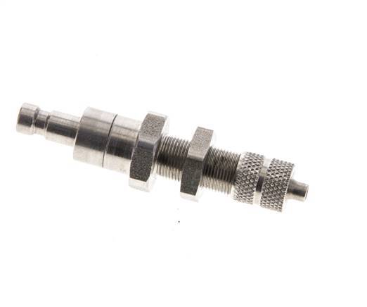 Stainless steel DN 2.7 (Micro) Air Coupling Plug 3x4.3 mm Union Nut Bulkhead Double Shut-Off