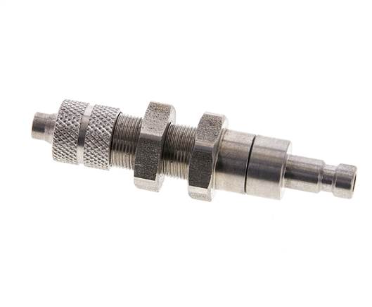 Stainless steel DN 2.7 (Micro) Air Coupling Plug 4x6 mm Union Nut Bulkhead Double Shut-Off