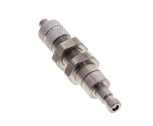 Stainless steel DN 2.7 (Micro) Air Coupling Plug 4x6 mm Union Nut Bulkhead Double Shut-Off