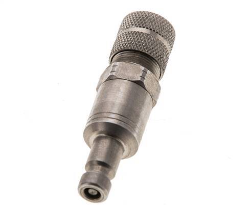 Stainless steel DN 2.7 (Micro) Air Coupling Plug 4x6 mm Union Nut Bulkhead Double Shut-Off