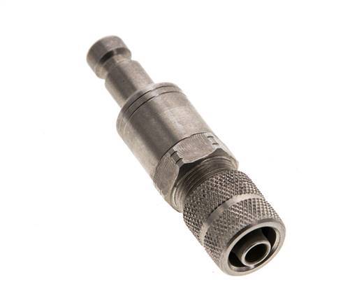 Stainless steel DN 2.7 (Micro) Air Coupling Plug 4x6 mm Union Nut Bulkhead Double Shut-Off