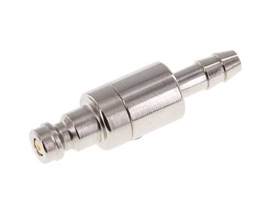 Nickel-plated Brass DN 5 Air Coupling Plug 6 mm Hose Pillar Double Shut-Off