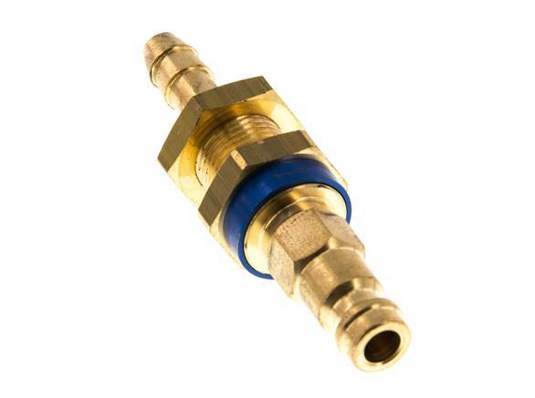 Brass DN 5 Blue-Coded Air Coupling Plug 6 mm Hose Pillar Bulkhead