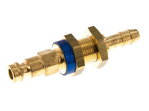 Brass DN 5 Blue-Coded Air Coupling Plug 6 mm Hose Pillar Bulkhead