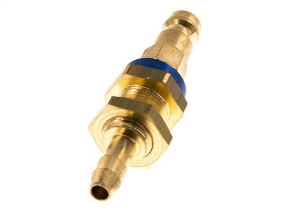 Brass DN 5 Blue-Coded Air Coupling Plug 6 mm Hose Pillar Bulkhead