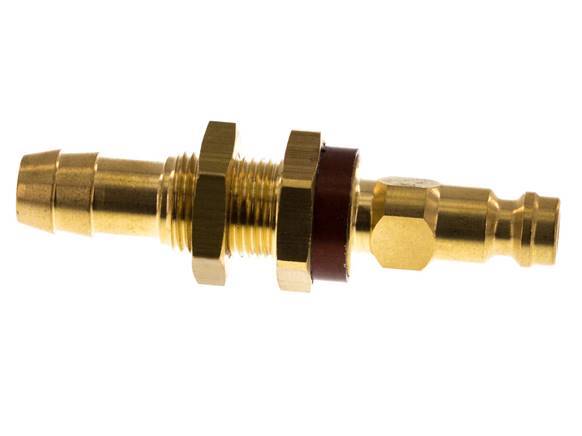 Brass DN 5 Brown-Coded Air Coupling Plug 9 mm Hose Pillar Bulkhead