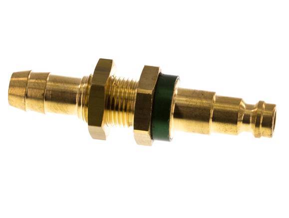 Brass DN 5 Green-Coded Air Coupling Plug 9 mm Hose Pillar Bulkhead