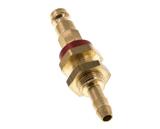 Brass DN 5 Red-Coded Air Coupling Plug 6 mm Hose Pillar Bulkhead
