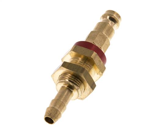 Brass DN 5 Red-Coded Air Coupling Plug 6 mm Hose Pillar Bulkhead