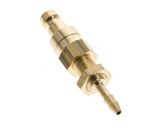 Brass DN 5 Air Coupling Plug 4 mm Hose Pillar Bulkhead Double Shut-Off