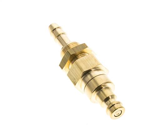 Brass DN 5 Air Coupling Plug 4 mm Hose Pillar Bulkhead Double Shut-Off