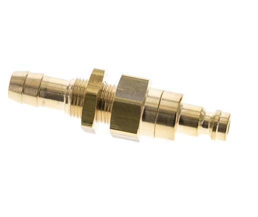 Brass DN 5 Air Coupling Plug 9 mm Hose Pillar Bulkhead Double Shut-Off