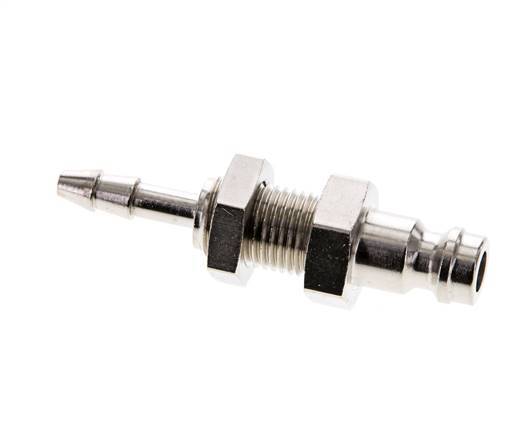 Nickel-plated Brass DN 5 Air Coupling Plug 4 mm Hose Pillar Bulkhead