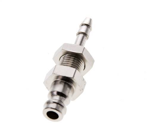 Nickel-plated Brass DN 5 Air Coupling Plug 4 mm Hose Pillar Bulkhead