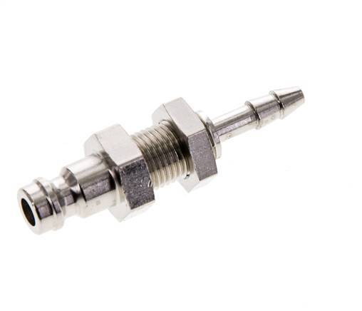 Nickel-plated Brass DN 5 Air Coupling Plug 4 mm Hose Pillar Bulkhead