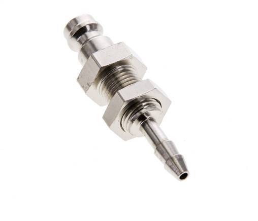 Nickel-plated Brass DN 5 Air Coupling Plug 4 mm Hose Pillar Bulkhead