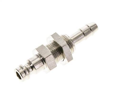 Nickel-plated Brass DN 5 Air Coupling Plug 6 mm Hose Pillar Bulkhead