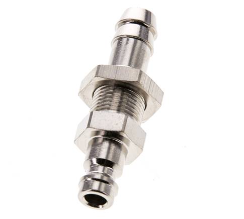Nickel-plated Brass DN 5 Air Coupling Plug 9 mm Hose Pillar Bulkhead