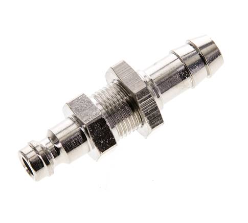 Nickel-plated Brass DN 5 Air Coupling Plug 9 mm Hose Pillar Bulkhead