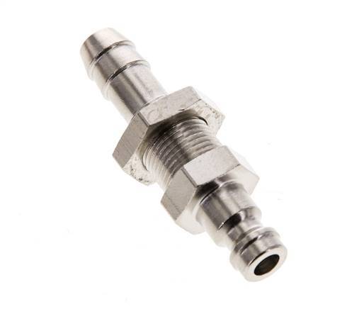Nickel-plated Brass DN 5 Air Coupling Plug 8 mm Hose Pillar Bulkhead