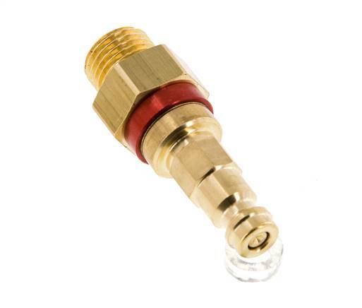 Brass DN 5 Red Air Coupling Plug G 1/4 inch Male Double Shut-Off