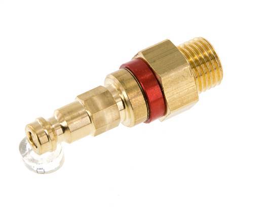Brass DN 5 Red Air Coupling Plug G 1/4 inch Male Double Shut-Off