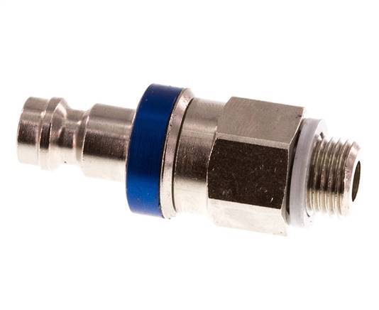 Nickel-plated Brass DN 5 Blue Air Coupling Plug G 1/8 inch Male Double Shut-Off