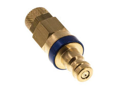 Brass DN 5 Blue Air Coupling Plug 4x6 mm Union Nut Double Shut-Off