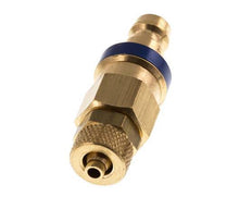 Brass DN 5 Blue Air Coupling Plug 4x6 mm Union Nut Double Shut-Off