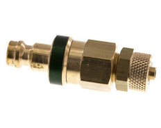 Brass DN 5 Green Air Coupling Plug 4x6 mm Union Nut Double Shut-Off