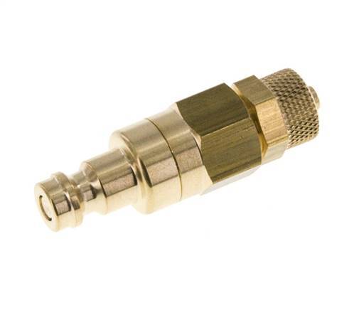 Brass DN 5 Air Coupling Plug 4x6 mm Union Nut Double Shut-Off