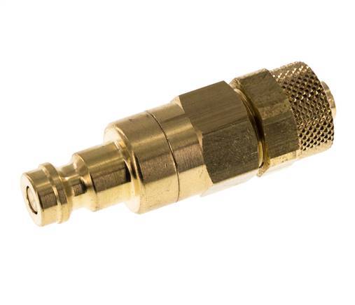 Brass DN 5 Air Coupling Plug 6x8 mm Union Nut Double Shut-Off