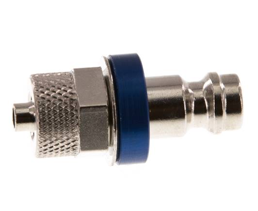 Nickel-plated Brass DN 5 Blue Air Coupling Plug 4x6 mm Union Nut