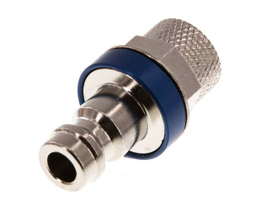 Nickel-plated Brass DN 5 Blue Air Coupling Plug 4x6 mm Union Nut