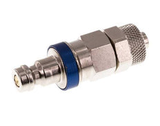 Nickel-plated Brass DN 5 Blue Air Coupling Plug 6x8 mm Union Nut Double Shut-Off