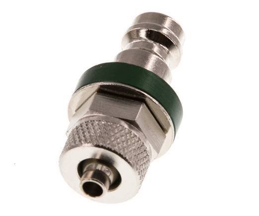 Nickel-plated Brass DN 5 Green Air Coupling Plug 4x6 mm Union Nut