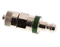 Nickel-plated Brass DN 5 Green Air Coupling Plug 6x8 mm Union Nut Double Shut-Off