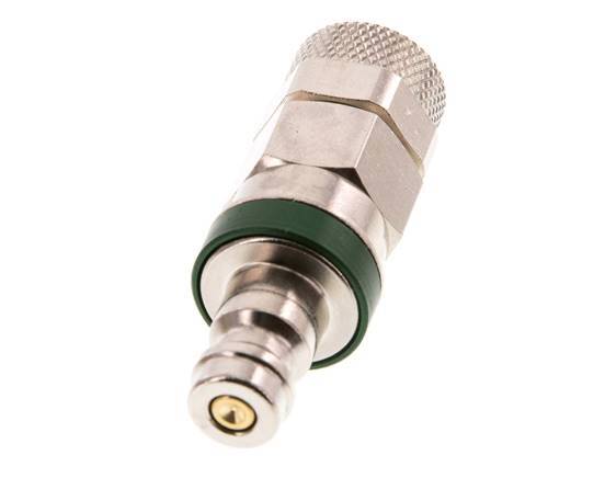 Nickel-plated Brass DN 5 Green Air Coupling Plug 6x8 mm Union Nut Double Shut-Off