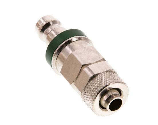 Nickel-plated Brass DN 5 Green Air Coupling Plug 6x8 mm Union Nut Double Shut-Off