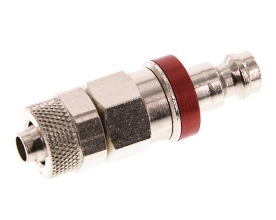 Nickel-plated Brass DN 5 Red Air Coupling Plug 6x8 mm Union Nut Double Shut-Off