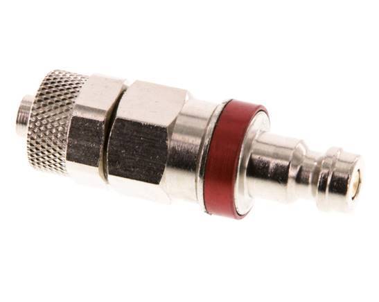 Nickel-plated Brass DN 5 Red Air Coupling Plug 6x8 mm Union Nut Double Shut-Off