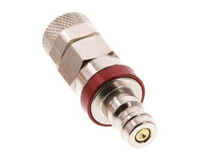 Nickel-plated Brass DN 5 Red Air Coupling Plug 6x8 mm Union Nut Double Shut-Off