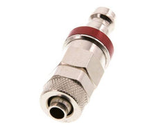 Nickel-plated Brass DN 5 Red Air Coupling Plug 6x8 mm Union Nut Double Shut-Off