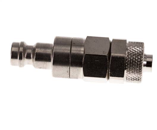 Nickel-plated Brass DN 5 Air Coupling Plug 6x8 mm Union Nut Double Shut-Off