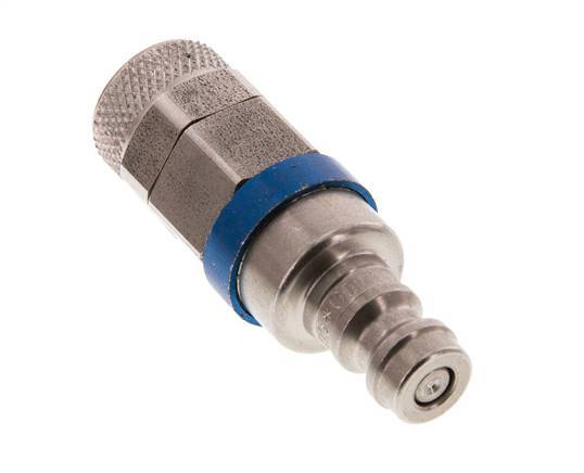 Stainless steel DN 5 Blue Air Coupling Plug 6x8 mm Union Nut Double Shut-Off