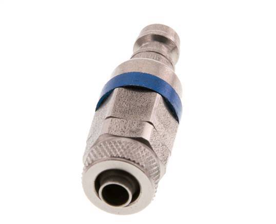 Stainless steel DN 5 Blue Air Coupling Plug 6x8 mm Union Nut Double Shut-Off