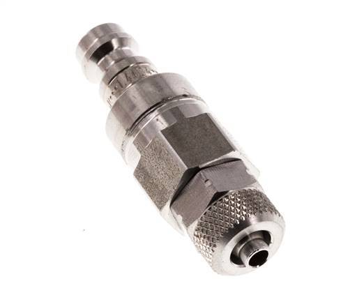 Stainless steel 306L DN 5 Air Coupling Plug 4x6 mm Union Nut Double Shut-Off