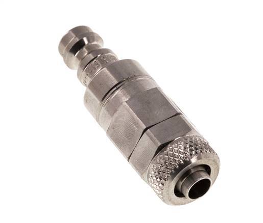 Stainless steel 306L DN 5 Air Coupling Plug 6x8 mm Union Nut Double Shut-Off