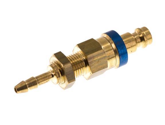 Brass DN 5 Blue Air Coupling Plug 4x6 mm Union Nut Bulkhead Double Shut-Off