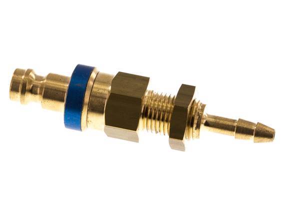 Brass DN 5 Blue Air Coupling Plug 4x6 mm Union Nut Bulkhead Double Shut-Off